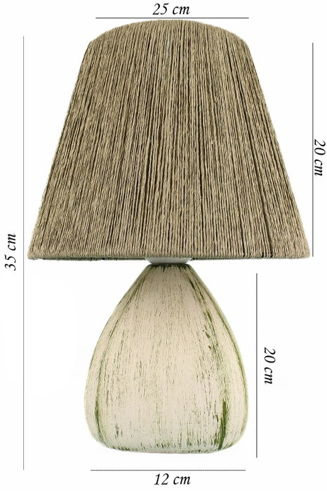 Opviq Lámpara de mesa de cerámica verde con tapa de yute YL679 Opviq Lámpara de mesa de cerámica verde con tapa de yute YL679